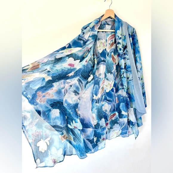 Soft Surroundings Tea Garden Topper Ethereal Open Front Blue Cardigan Sz Medium - Picture 4 of 11